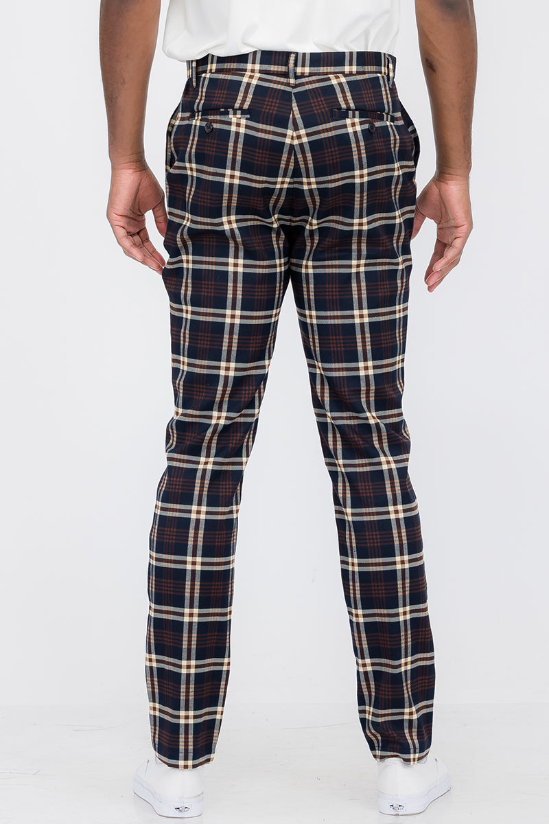 Plaid Slim Fit Trouser Pants