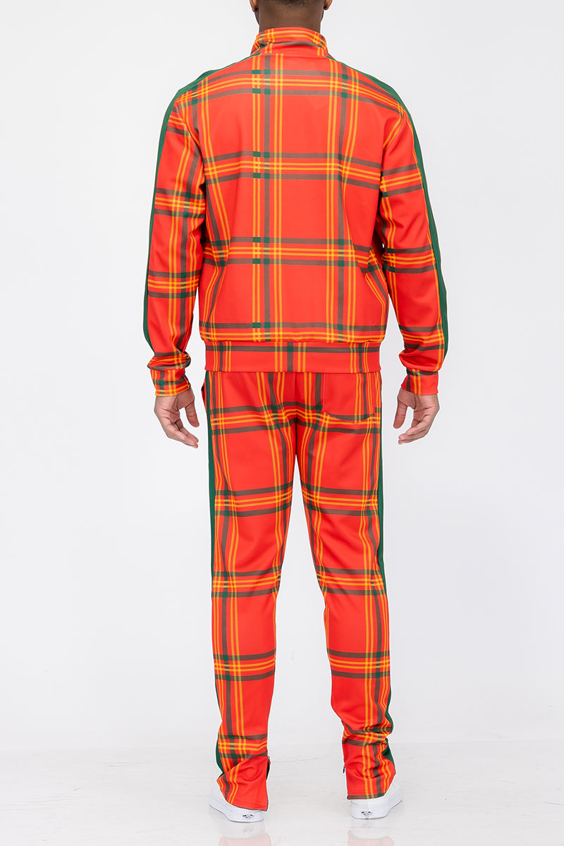 Plaid Track Jacket and Pant Set