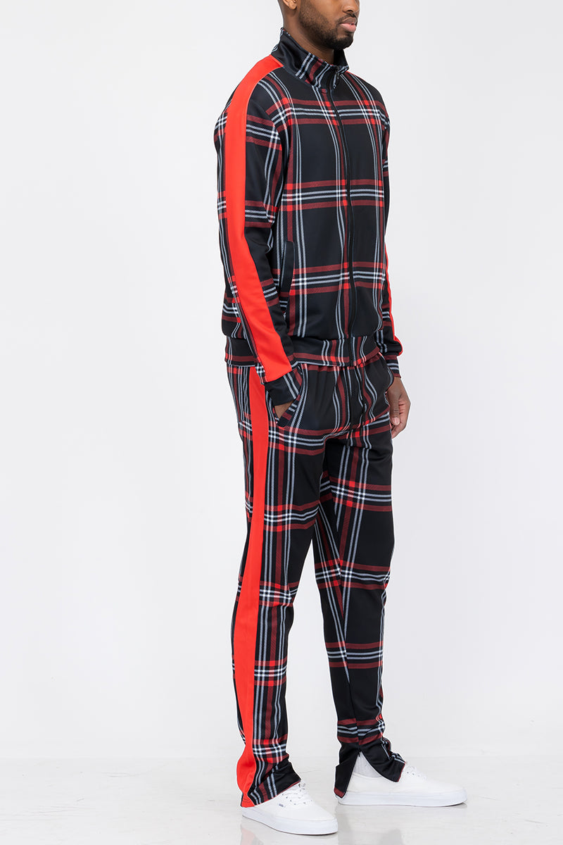 Plaid Track Jacket and Pant Set