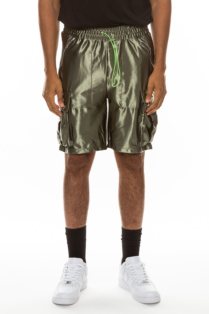 Satin Cargo Shorts