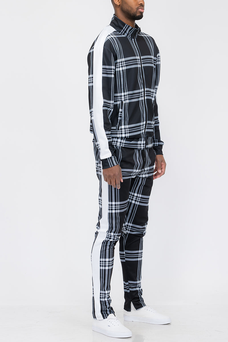 Plaid Track Jacket and Pant Set