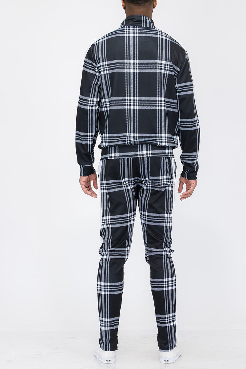 Plaid Track Jacket and Pant Set