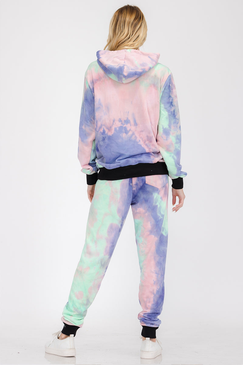 Womens Cotton Tye Dye Lounge Wear Sweat Set