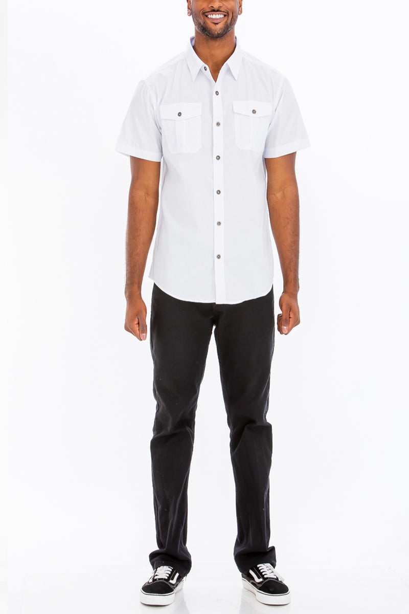 TWO POCKET BUTTON DOWN SHIRT (WHITE)