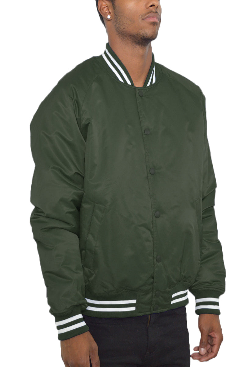 Varsity Snap Button Windbreaker Bomber Jacket