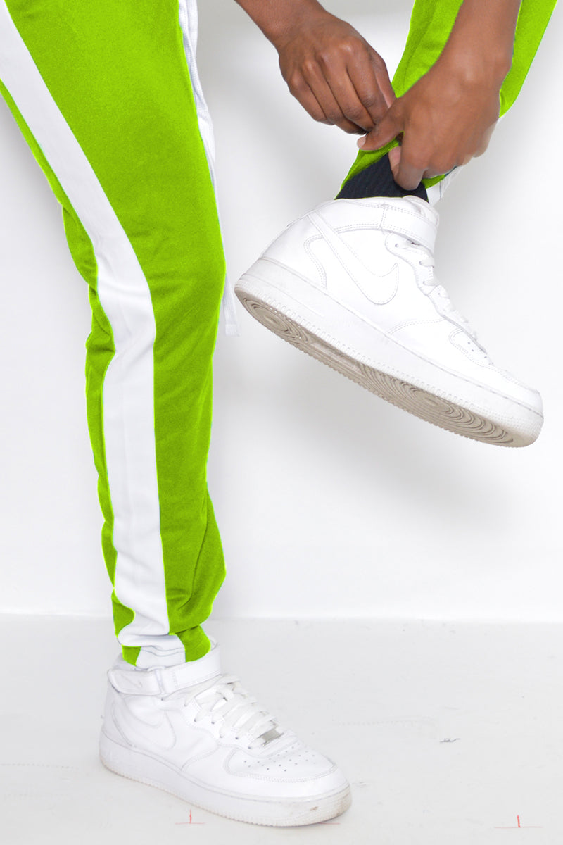 SLIM FIT TRACK PANTS- LIME/ WHITE