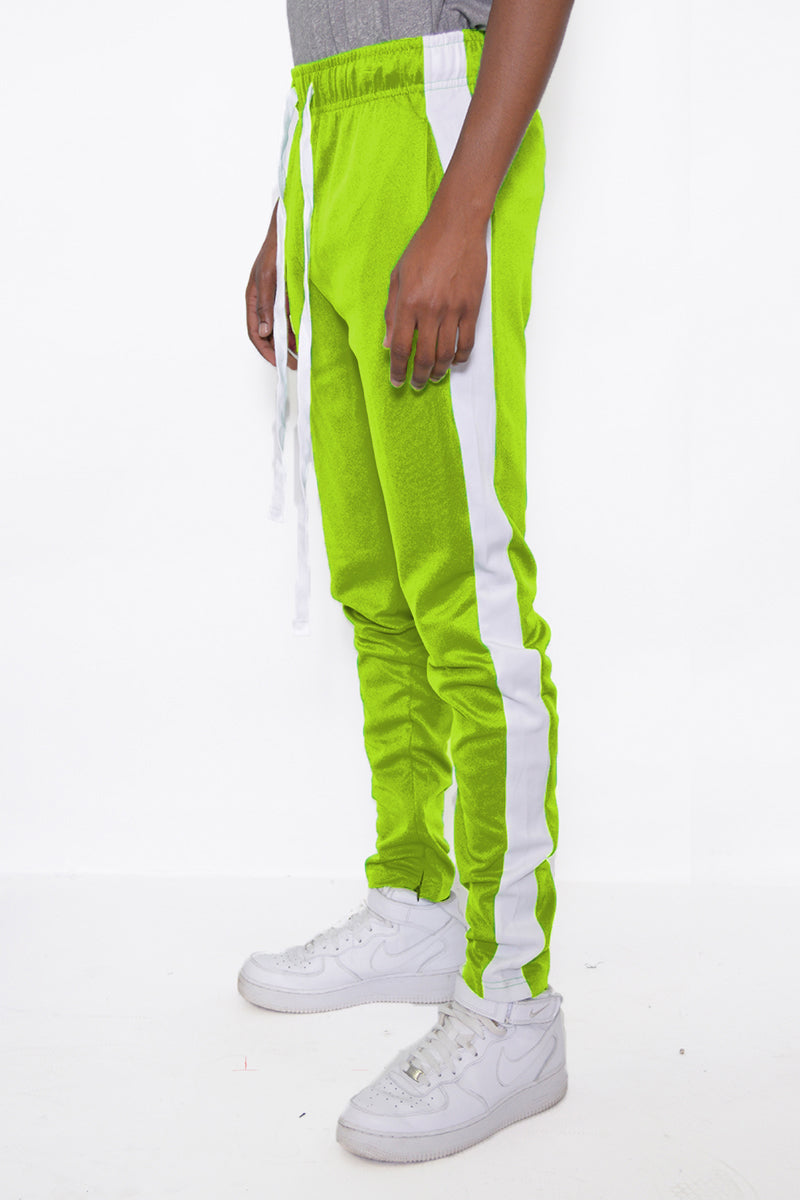 SLIM FIT TRACK PANTS- LIME/ WHITE