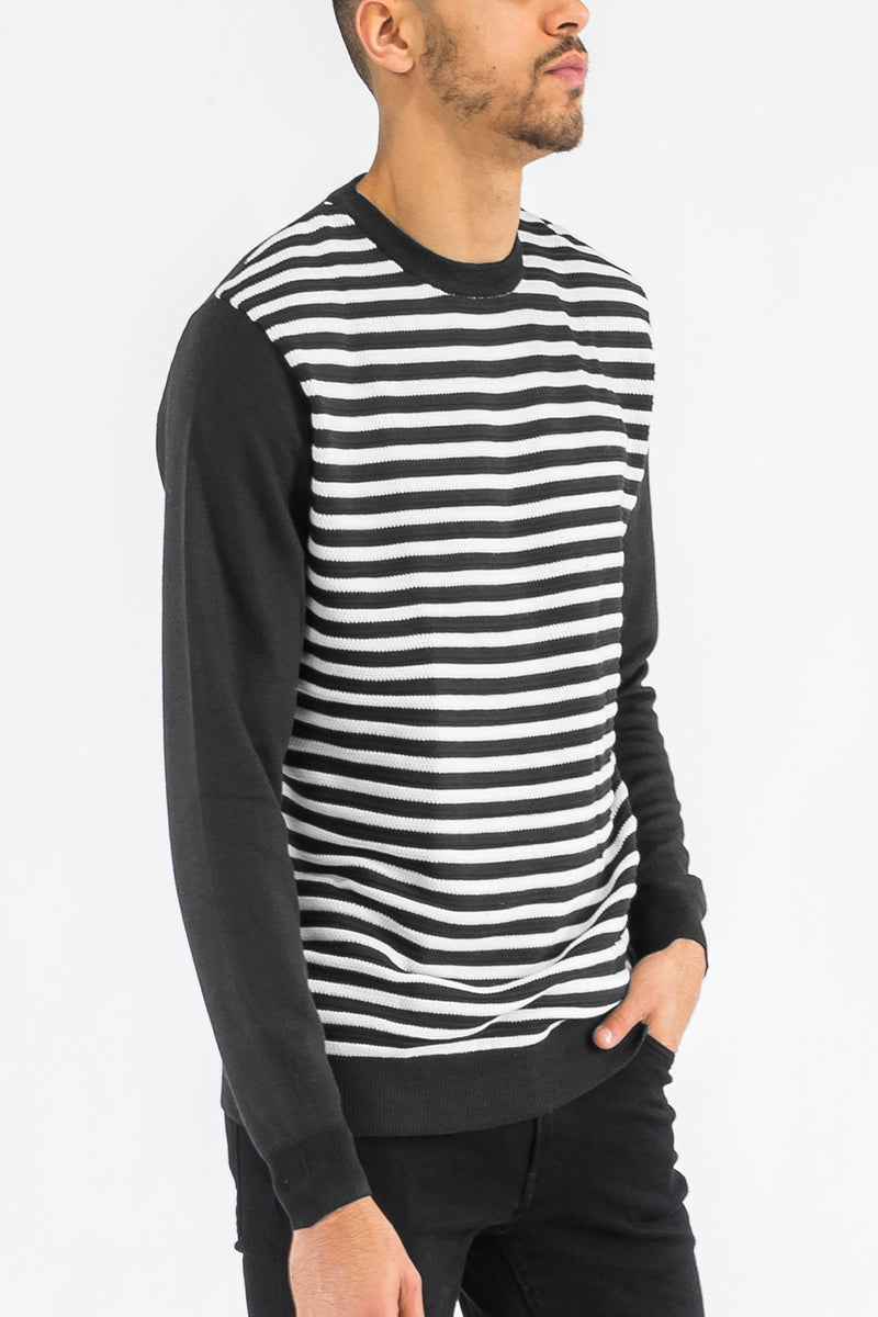 STRIPED CUTOUT KNIT SWEATER NR2015