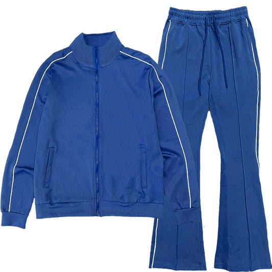 Flare Stacked Track Suit Matching Jacket and Pants Track Sweat Set