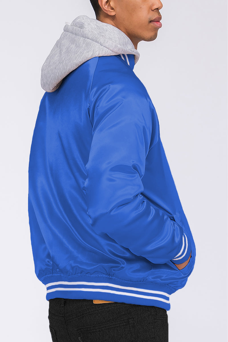 Satin Hooded Varsity Jacket