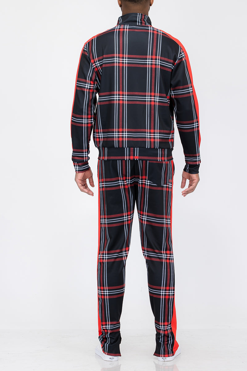 Plaid Track Jacket and Pant Set