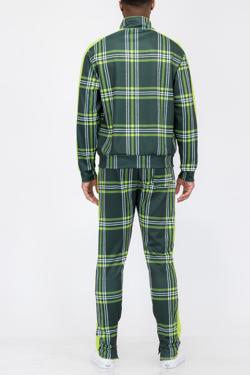 Plaid Track Jacket and Pant Set