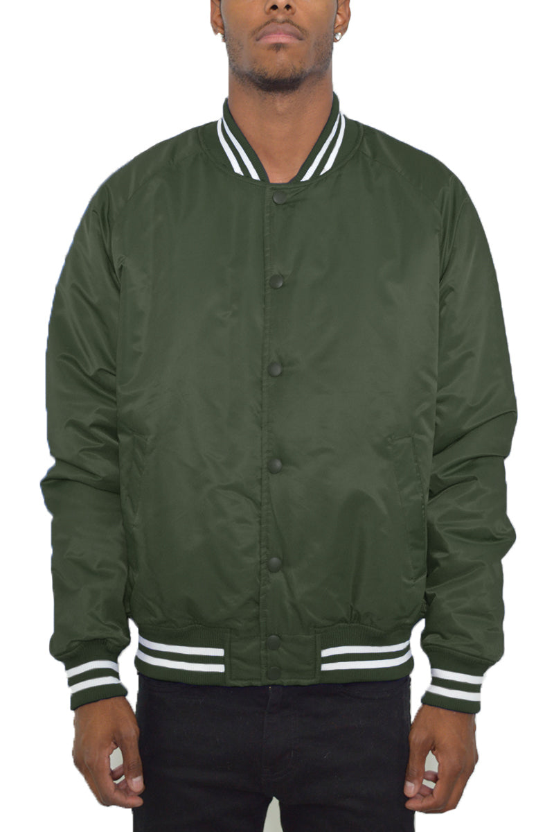 Varsity Snap Button Windbreaker Bomber Jacket