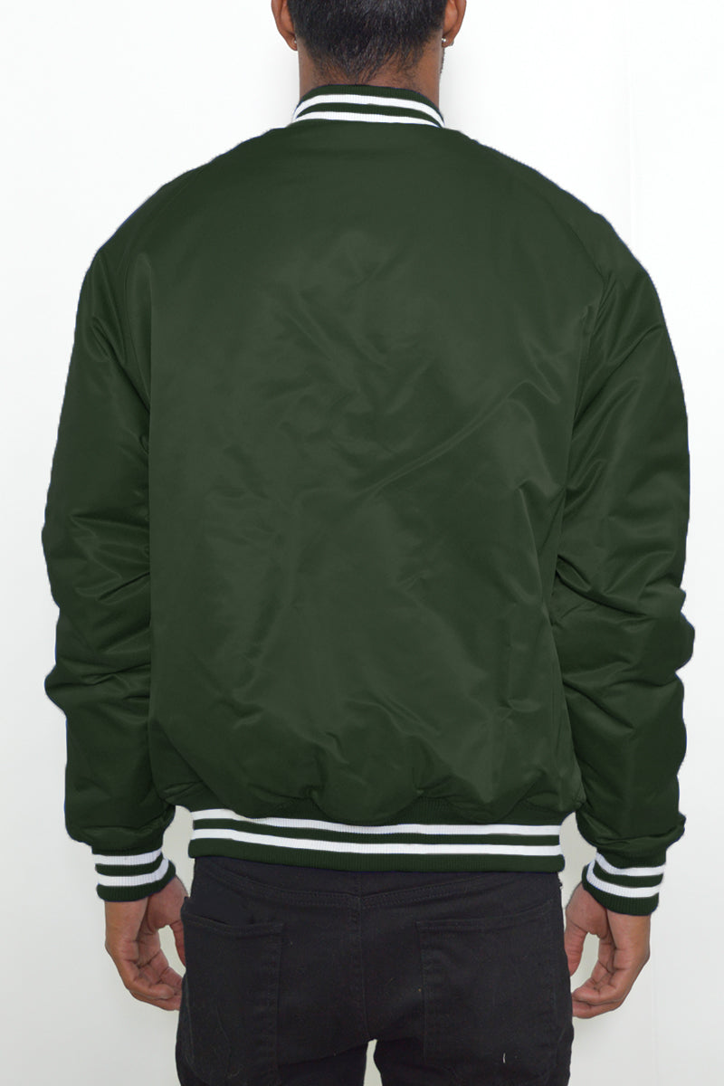 Varsity Snap Button Windbreaker Bomber Jacket