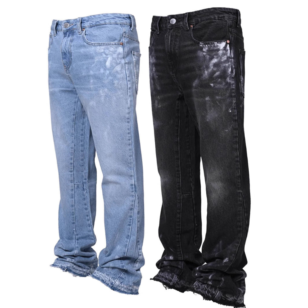 Men's Fashion Stretch Embroidery Straight-leg Denim Straight-leg Pants